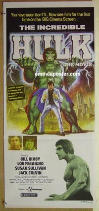 e704 INCREDIBLE HULK Australian daybill movie poster '77 Bixby, Ferrigno