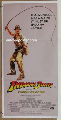 e708 INDIANA JONES & THE TEMPLE OF DOOM whip style Australian daybill movie poster '84 Ford