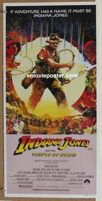 e709 INDIANA JONES & THE TEMPLE OF DOOM Vaughan art style Australian daybill movie poster '84 Ford
