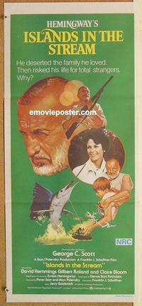 e718 ISLANDS IN THE STREAM Australian daybill movie poster '77 George Scott