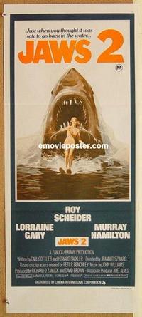 e728 JAWS 2 'orange' style Australian daybill movie poster '78 shark!