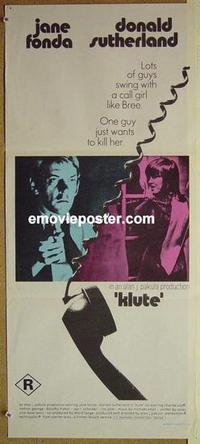 e750 KLUTE Australian daybill movie poster '71 Jane Fonda, Donald Sutherland