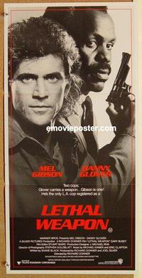 e774 LETHAL WEAPON Australian daybill movie poster '87 Mel Gibson, Glover
