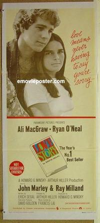 e794 LOVE STORY Australian daybill movie poster '70 Ali MacGraw, O'Neal