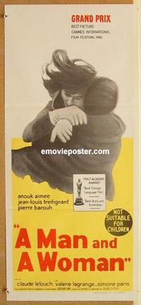 e809 MAN & A WOMAN Australian daybill movie poster '66 Aimee, Trintignant