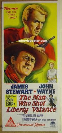 e812 MAN WHO SHOT LIBERTY VALANCE Australian daybill movie poster '62 Wayne
