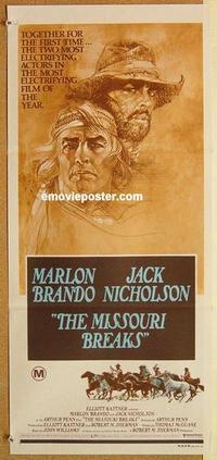 e838 MISSOURI BREAKS Australian daybill movie poster '76 Brando, Nicholson