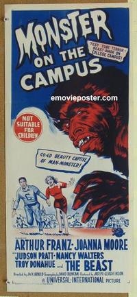 e842 MONSTER ON THE CAMPUS Australian daybill movie poster '58 Jack Arnold