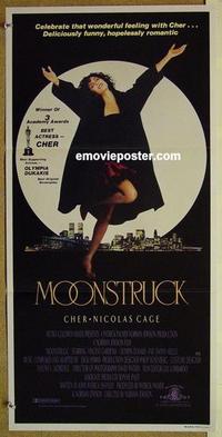 e845 MOONSTRUCK Australian daybill movie poster '87 Cher, Nicholas Cage