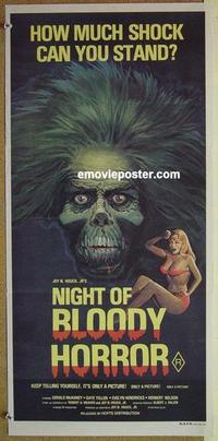 e865 NIGHT OF BLOODY HORROR Australian daybill movie poster '70s