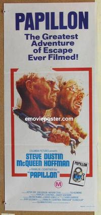 e888 PAPILLON Australian daybill movie poster '74 McQueen, Dustin Hoffman