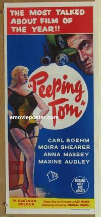 e896 PEEPING TOM Australian daybill movie poster '61 Michael Powell, murder!