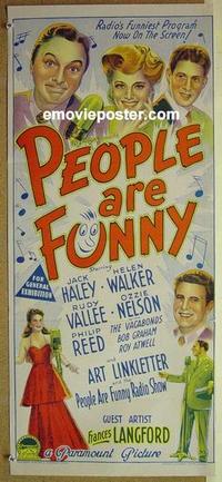 e898 PEOPLE ARE FUNNY Australian daybill movie poster '45 Jack Haley, Valee