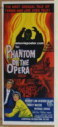e902 PHANTOM OF THE OPERA Australian daybill movie poster '62 Hammer, Lom