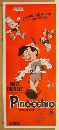 e908 PINOCCHIO Aust daybill R70s Disney classic cartoon about a wooden boy who wants to be real!