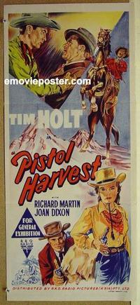 e911 PISTOL HARVEST Australian daybill movie poster '51 Tim Holt, western!