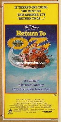 e959 RETURN TO OZ Australian daybill movie poster '85 Walt Disney, Drew art