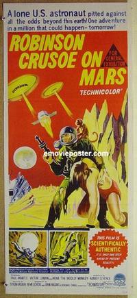 e966 ROBINSON CRUSOE ON MARS Australian daybill movie poster '64 Paul Mantee