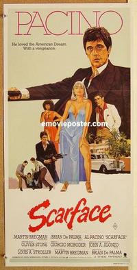 e994 SCARFACE Australian daybill movie poster '83 Al Pacino, De Palma
