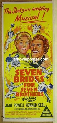 e996 SEVEN BRIDES FOR SEVEN BROTHERS Aust daybill R62 stone litho of Jane Powell & Howard Keel!