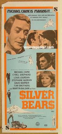 f008 SILVER BEARS Australian daybill movie poster '77 Michael Caine