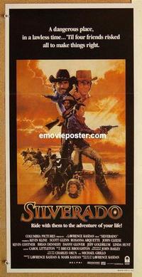 f010 SILVERADO Australian daybill movie poster '85 Kevin Kline, Costner