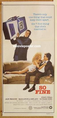 f024 SO FINE Australian daybill movie poster '81 Ryan O'Neal, Richard Kiel