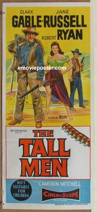 f071 TALL MEN Australian daybill movie poster '55 Clark Gable, Jane Russell