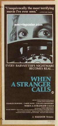 f160 WHEN A STRANGER CALLS Australian daybill movie poster '79 Carol Kane