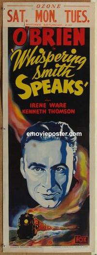 e034 WHISPERING SMITH SPEAKS long Australian daybill movie poster '35 O'Brien