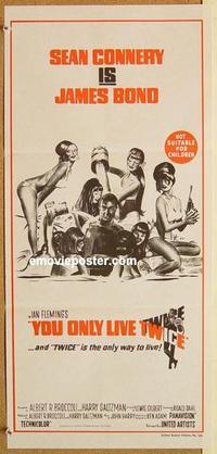 f181 YOU ONLY LIVE TWICE Australian daybill movie poster '67 Connery, Bond