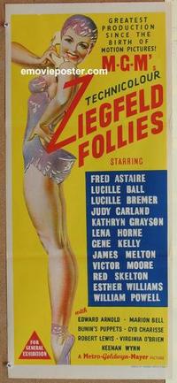 f187 ZIEGFELD FOLLIES Australian daybill movie poster '45 Astaire, Ball