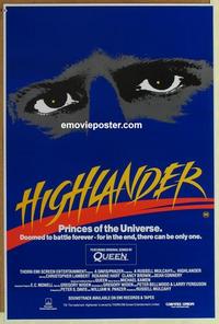 e007 HIGHLANDER Australian one-sheet movie poster '86 Sean Connery, Chris Lambert