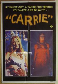 e058 CARRIE Aust special poster '77 Stephen King, different image of Sissy Spacek after the prom!