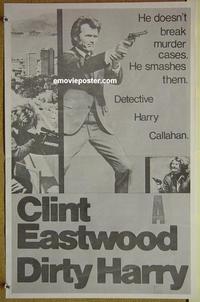 e055 DIRTY HARRY New Zealand daybill '71 Clint Eastwood pointing gun, Don Siegel crime classic!