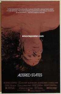 g027 ALTERED STATES foil one-sheet movie poster '80 William Hurt, Chayefsky