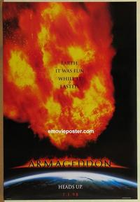 g041 ARMAGEDDON DS teaser one-sheet movie poster '98 Bruce Willis, Affleck