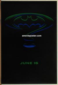 g058 BATMAN FOREVER DS teaser one-sheet movie poster '95 Val Kilmer, Kidman