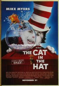 g095 CAT IN THE HAT DS advance one-sheet movie poster '03 fishbowl style!