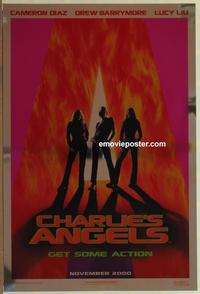 g105 CHARLIE'S ANGELS foil teaser one-sheet movie poster '00 Diaz, Liu