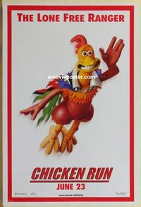 g110 CHICKEN RUN DS teaser one-sheet movie poster '00 flying chicken image!