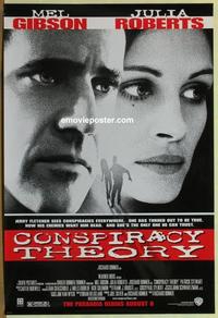g124 CONSPIRACY THEORY DS advance one-sheet movie poster '97 Mel, Roberts