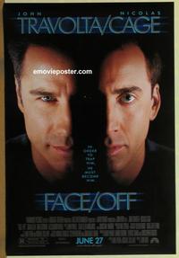 g171 FACE/OFF DS advance one-sheet movie poster '97 Travolta, Nicholas Cage