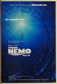g180 FINDING NEMO DS teaser one-sheet movie poster '03 Disney, Pixar, fish!