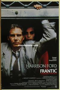 g190 FRANTIC advance one-sheet movie poster '88 Roman Polanski, Harrison Ford