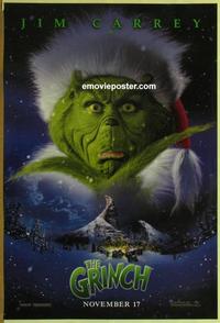 g233 HOW THE GRINCH STOLE CHRISTMAS teaser one-sheet movie poster '00 Seuss