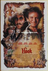 g231 HOOK int'l one-sheet movie poster '91 Dustin Hoffman, Robin Williams