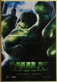 g234 HULK int'l teaser one-sheet movie poster '03 Ang Lee, Eric Bana