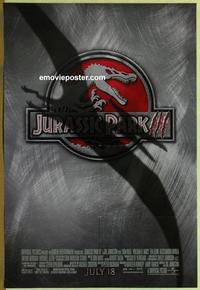 g264 JURASSIC PARK 3 DS advance one-sheet movie poster '01 dinosaurs!
