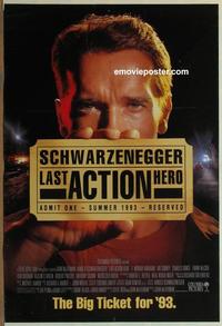 g273 LAST ACTION HERO int'l advance one-sheet movie poster '93 Schwarzenegger